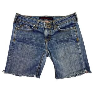 Stone Love Shorts Women's Size 28 Medium Wash Low Rise Cutoff Frayed Hem